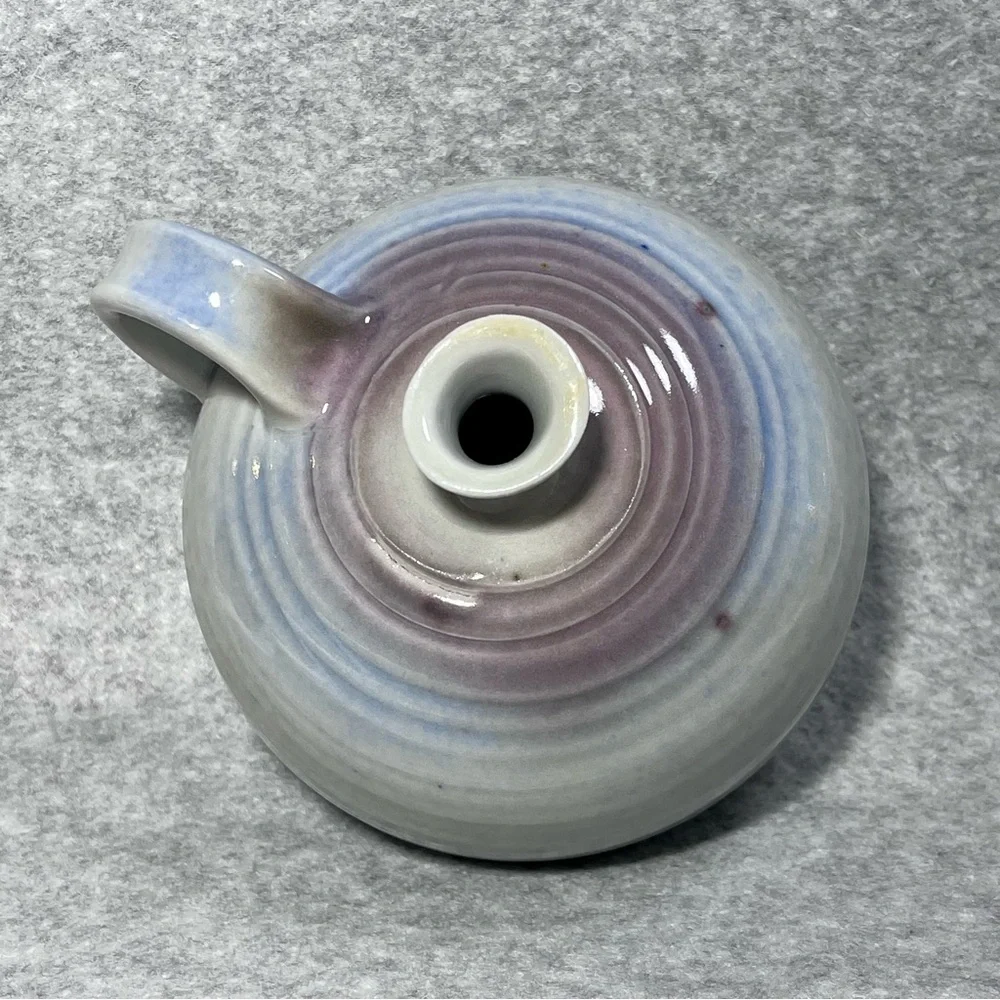 Studio Art Pottery Vase Signed Glazed Stoneware w Handle‎ Pitcher Boho Signed